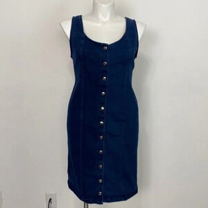 New Look Dark Wash Stretch Denim Button Front Mini Dress Plus Size 3X